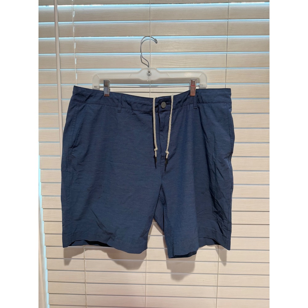 Faherty All Day Shorts Mens 38 Navy Blue Heathered Stretch Hybrid Surf Casual